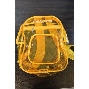 Kendall + Kylie Women Clear PVC Backpack Logo Yellow Plastic Festival Beach Pool